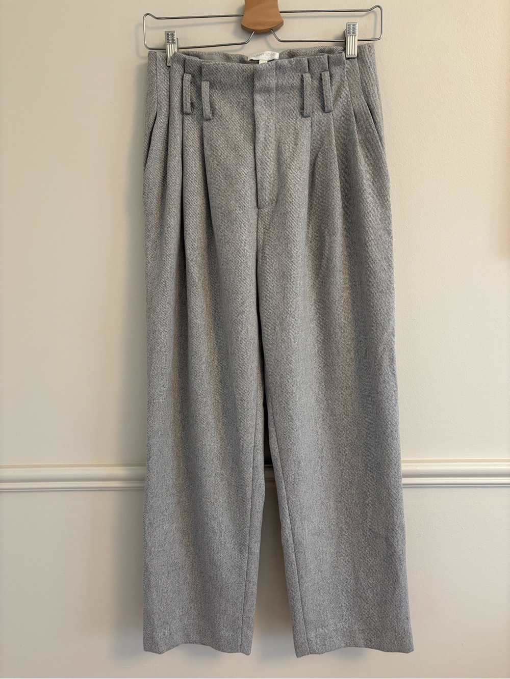 Ronny Kobo Collection Gray Pleated High-Waist Trousers